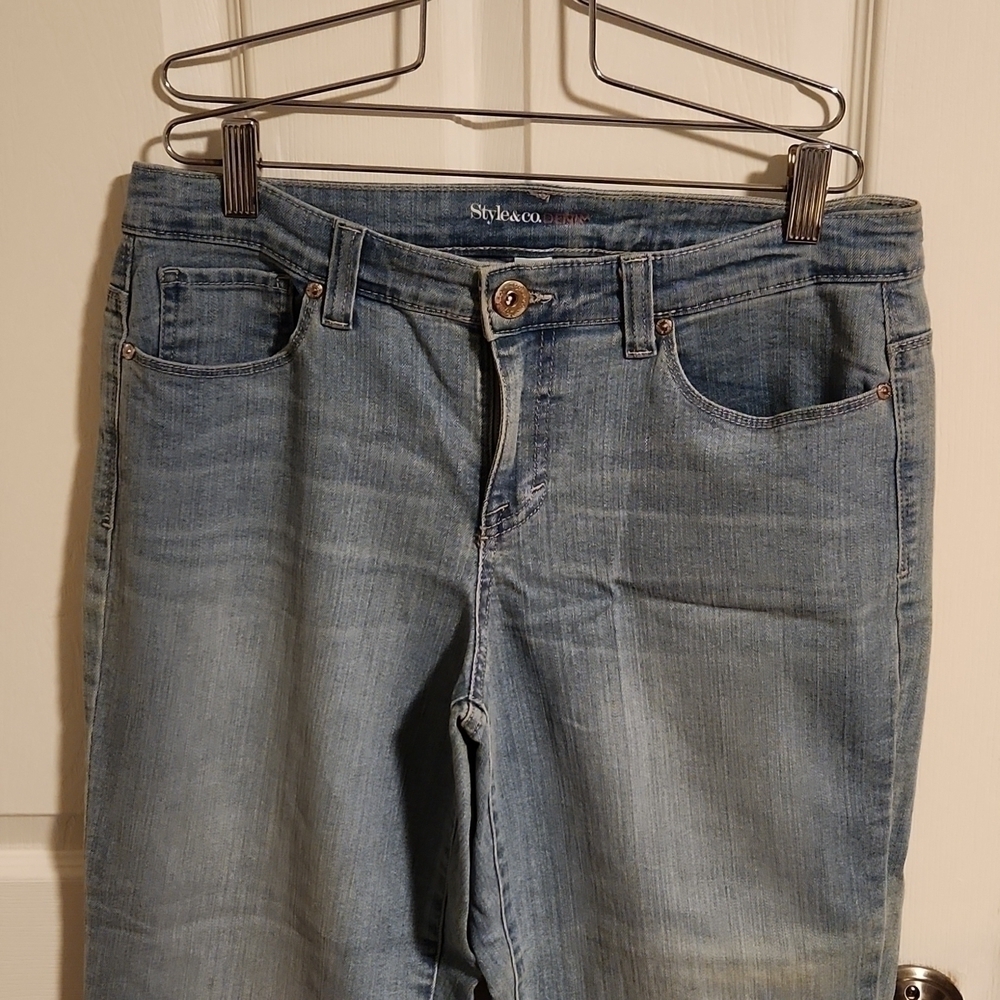 Style & Co High Cuffed Denim Capris With Studded Cuff - Picture 5 of 6
